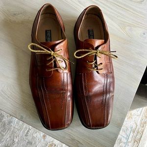 Stacy Adams Mens Derby Brown Leather Square Bike Toe Lace Up Shoes Size 13